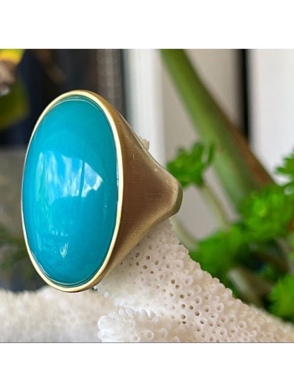 Oval Turquoise 18K Gold Sheila Fajl GLOW Masterpiece Statement Cocktail Ring